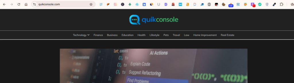 A published article on QuikConsole.com demonstrating its content-focused blog layout.