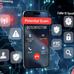 9253612736 scam call warning showing an unknown caller on a smartphone with spam alert and call blocking options