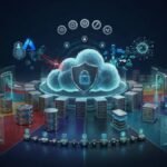 Cloud security best practices illustration showing IAM, Zero Trust, encryption, cloud infrastructure, compliance, and cyber threat protection.