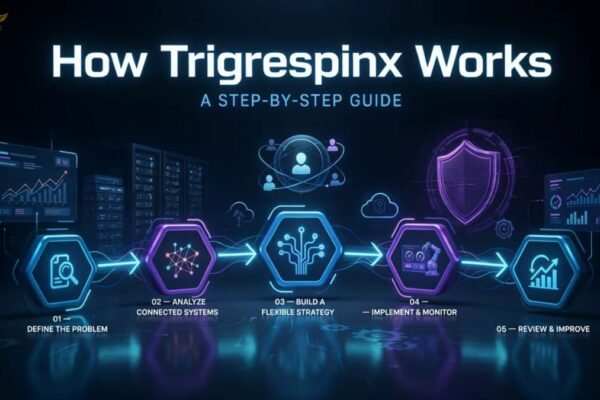 How Trigrespinx works step by step with data collection, analysis, automation, and continuous improvement.