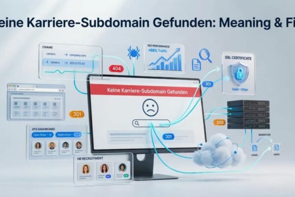 Keine Karriere-Subdomain Gefunden error showing a missing career subdomain with DNS, SSL, and hosting troubleshooting process.