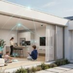 Smart home technology controlling lights, security, and smart devices