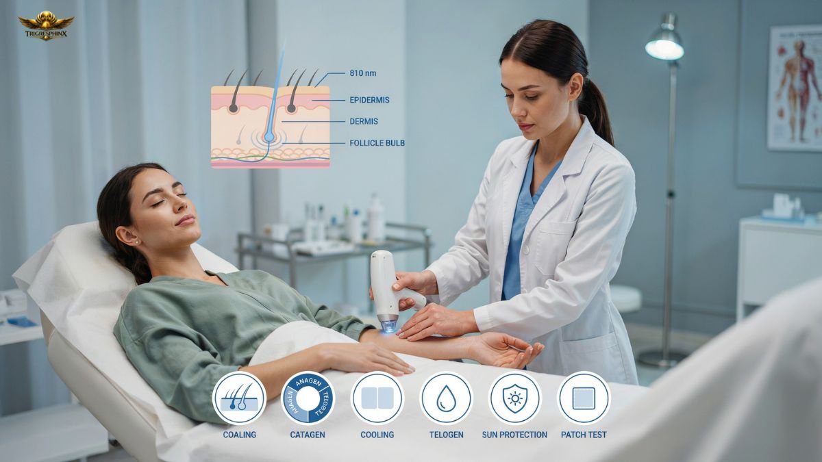 Diode laser hair removal treatment for smooth skin